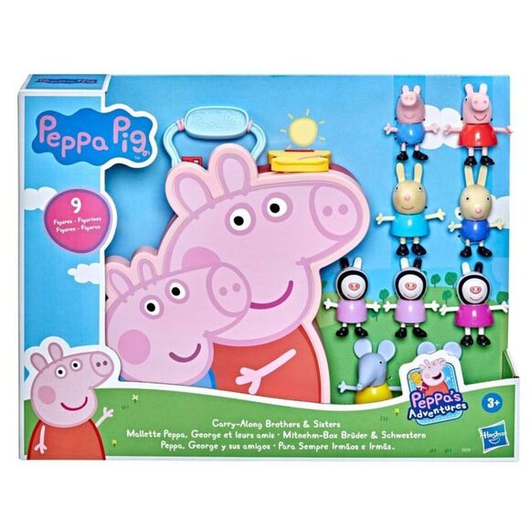 Hasbro Peppa Pig Carry Case with Figures - Pink, Red, Blue - Picture 2 of 4